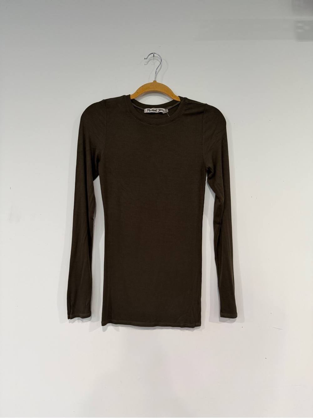 Michael Stars Ribbed Olive long sleeve Crewneck Tee